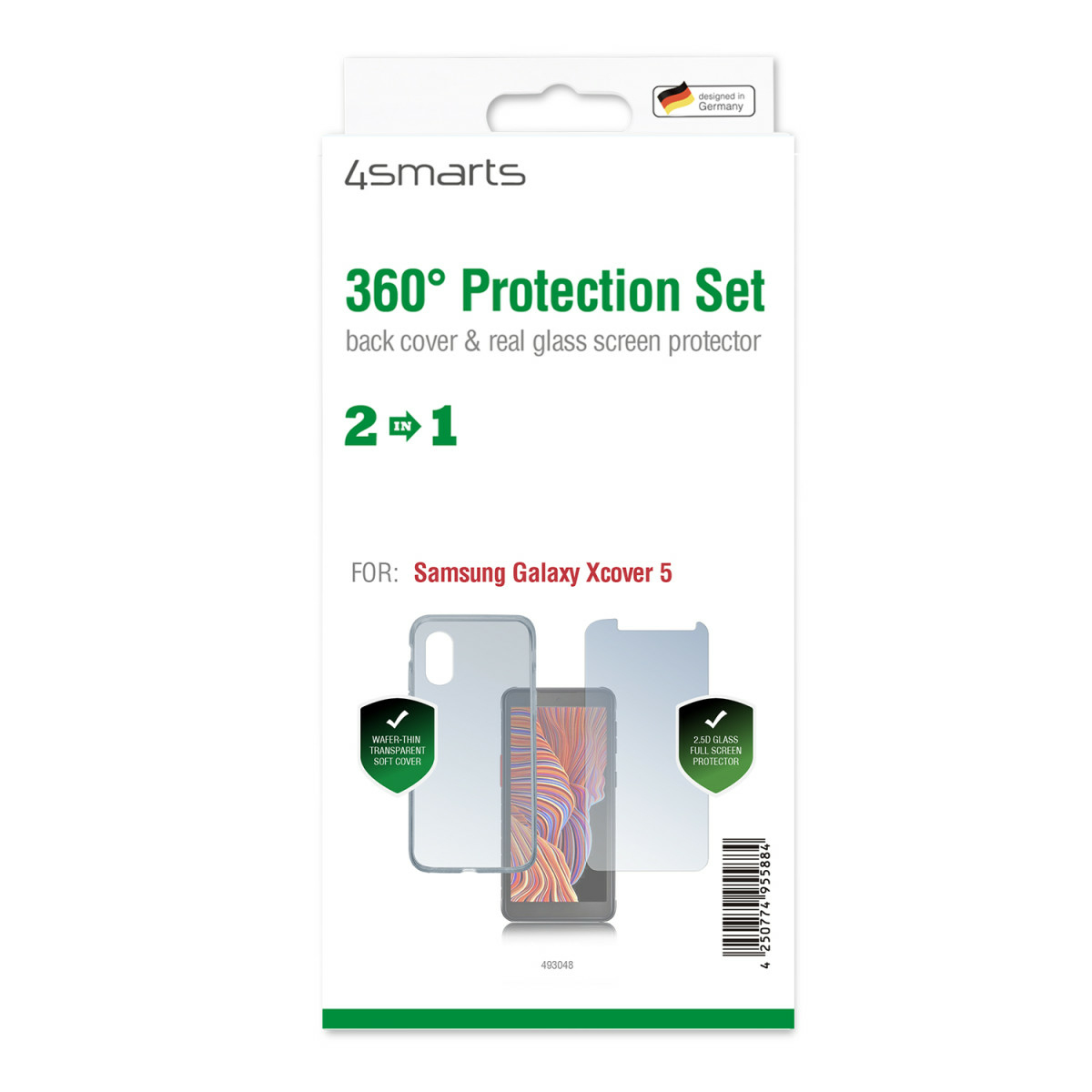 4smarts 360° protection set - Schutzhülle für Mobiltelefon - fettabweisende Beschichtung, gehärtetes Glas (9H)