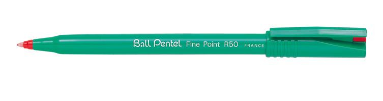 Pentel Fine Point R50 - Clip - Stick-Kugelschreiber - Rot - 12 Stück(e) - Fein