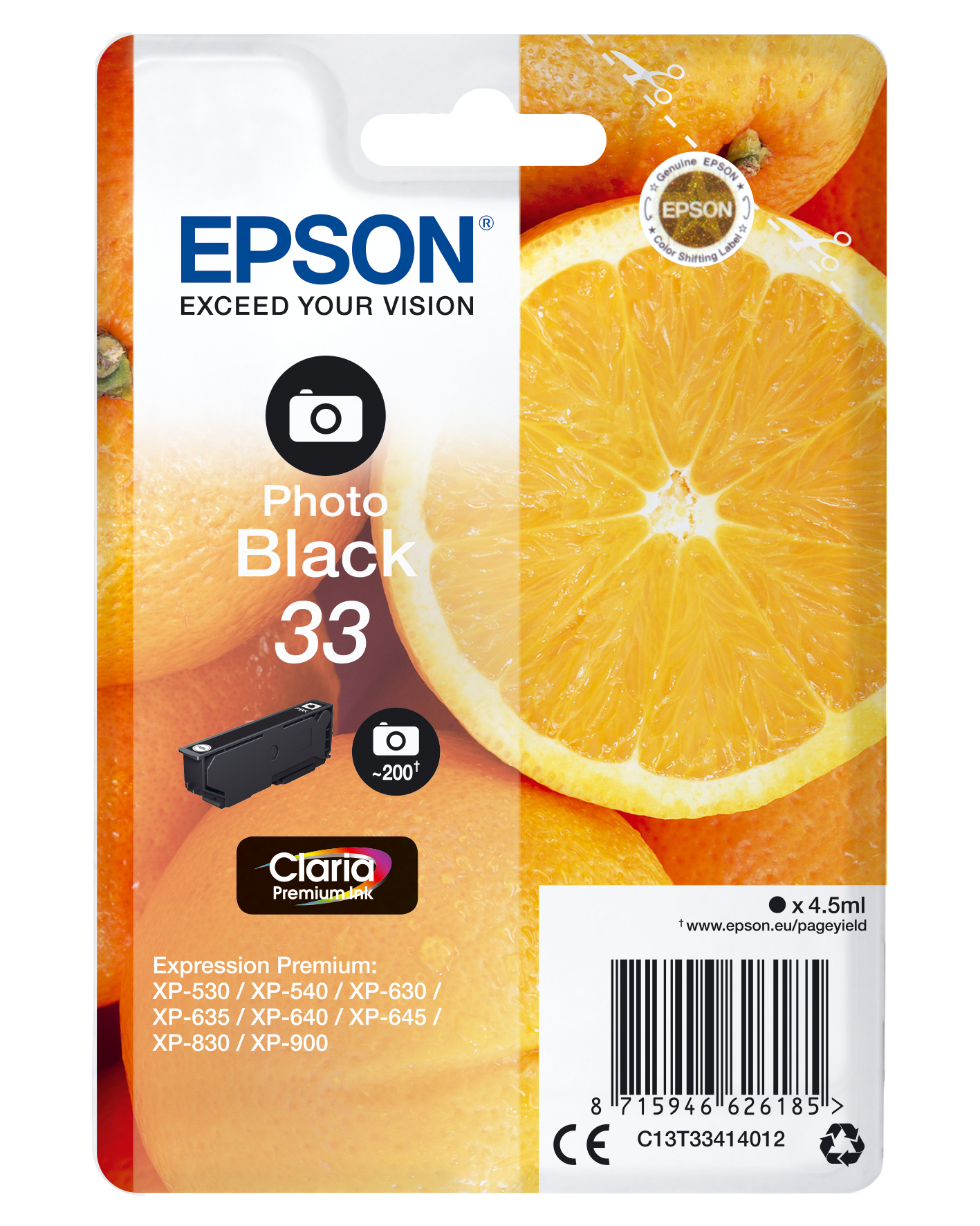 Epson 33 - 4.5 ml - Photo schwarz - Original