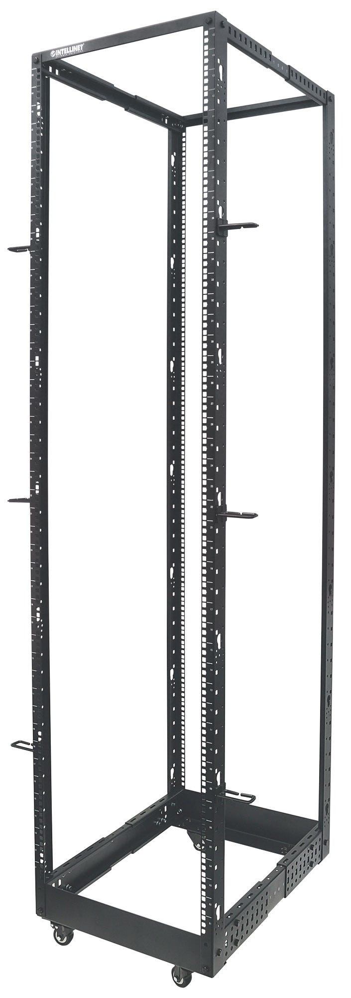 Intellinet 19" 4-Pfosten Laborgestell, 45 HE, Flatpack, schwarz - Schrank - offener Rahmen - 4 Pfosten - Schwarz, RAL 9005 - 45U - 48.3 cm (19")