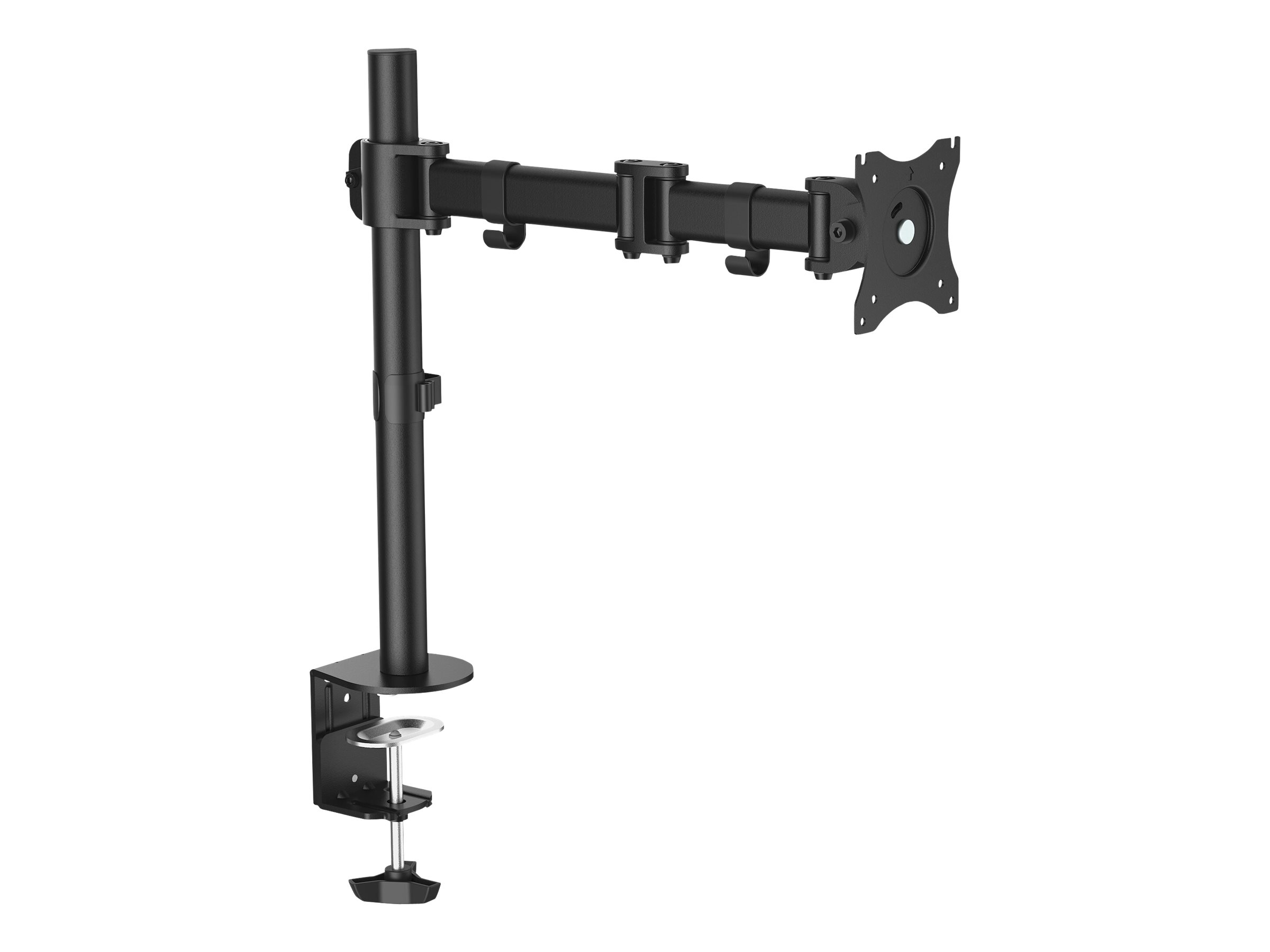 StarTech.com Desk Mount Monitor Arm for up to 34" VESA Compatible Displays, Articulating Pole Mount with Single Monitor Arm, Ergonomic Height Adjustable, Desk Clamp or Grommet, Black - Small Footprint Design (ARMPIVOTB)