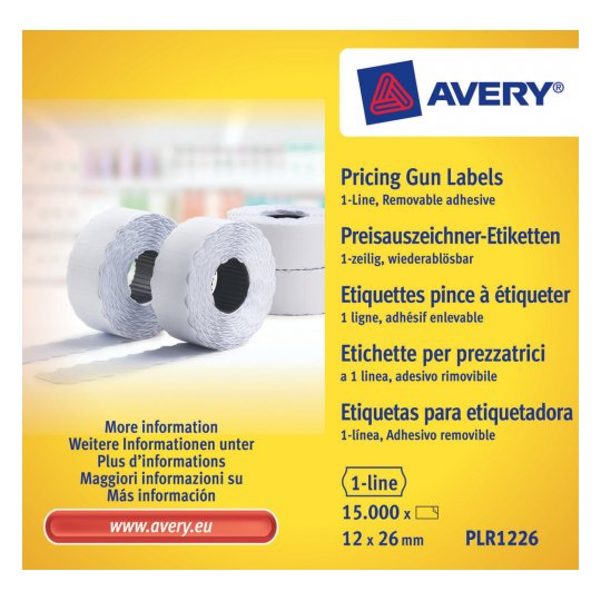Avery Zweckform Papier - entfernbarer Klebstoff - weiß - 12 x 26 mm 15000 Etikett(en) (10 Rolle(n)