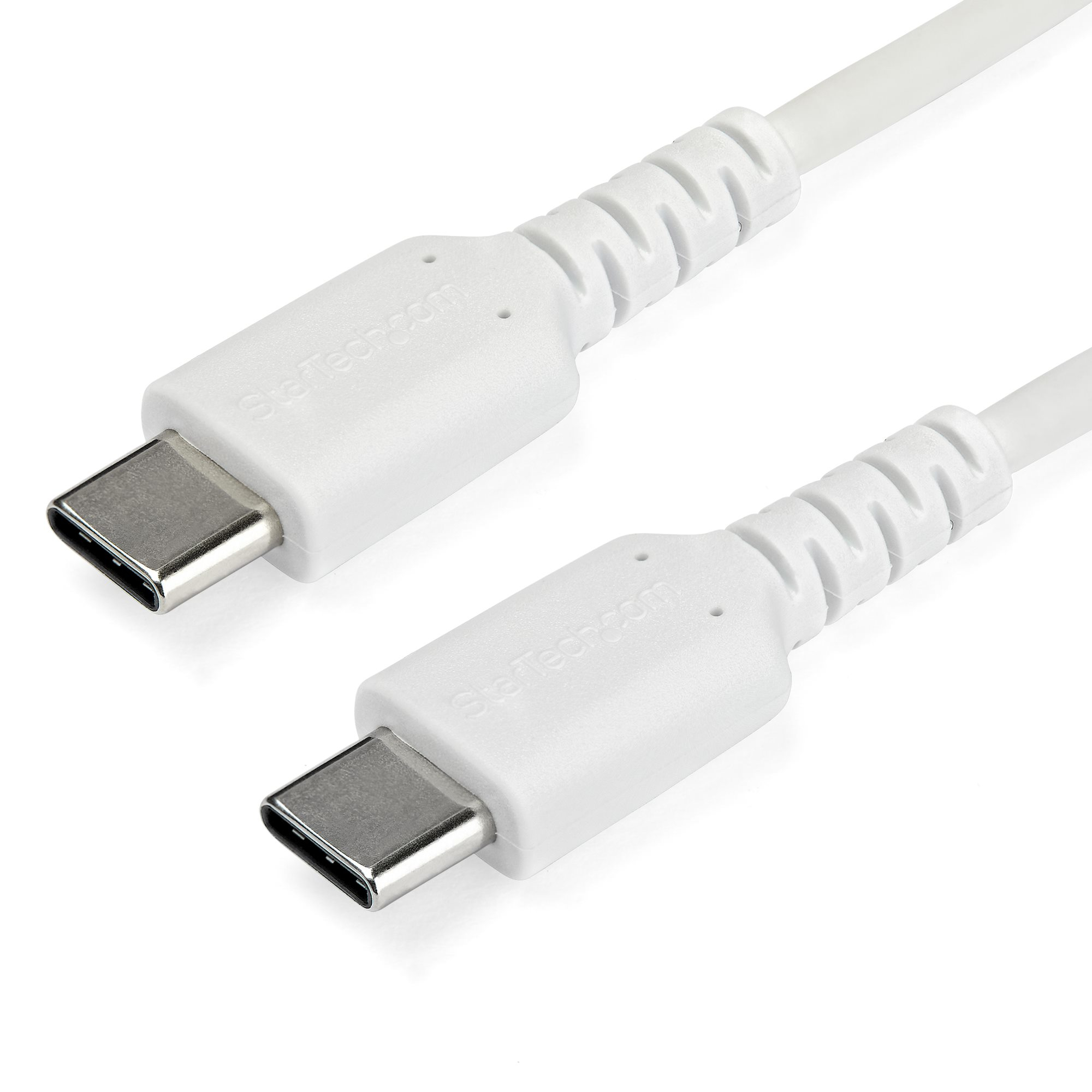 StarTech.com 1m USB-C Ladekabel - Langlebiges USB 2.0 Typ C zu USB C Datenübertragungs-/Schnellladekabel - TPE Mantel Aramidfaser M/M 60W Weiß - Samsung S10 S20 iPad Pro MS Surface (RUSB2AC1MW)