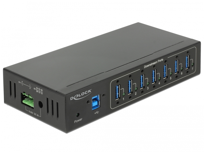 Delock External Industry Hub 7 x USB 3.0 Type-A with 15 kV ESD protection