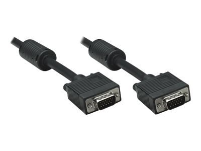 Manhattan VGA Monitor Cable (with Ferrite Cores), 1.8m, Black, Male to Male, HD15, Cable of higher SVGA Specification (fully compatible)