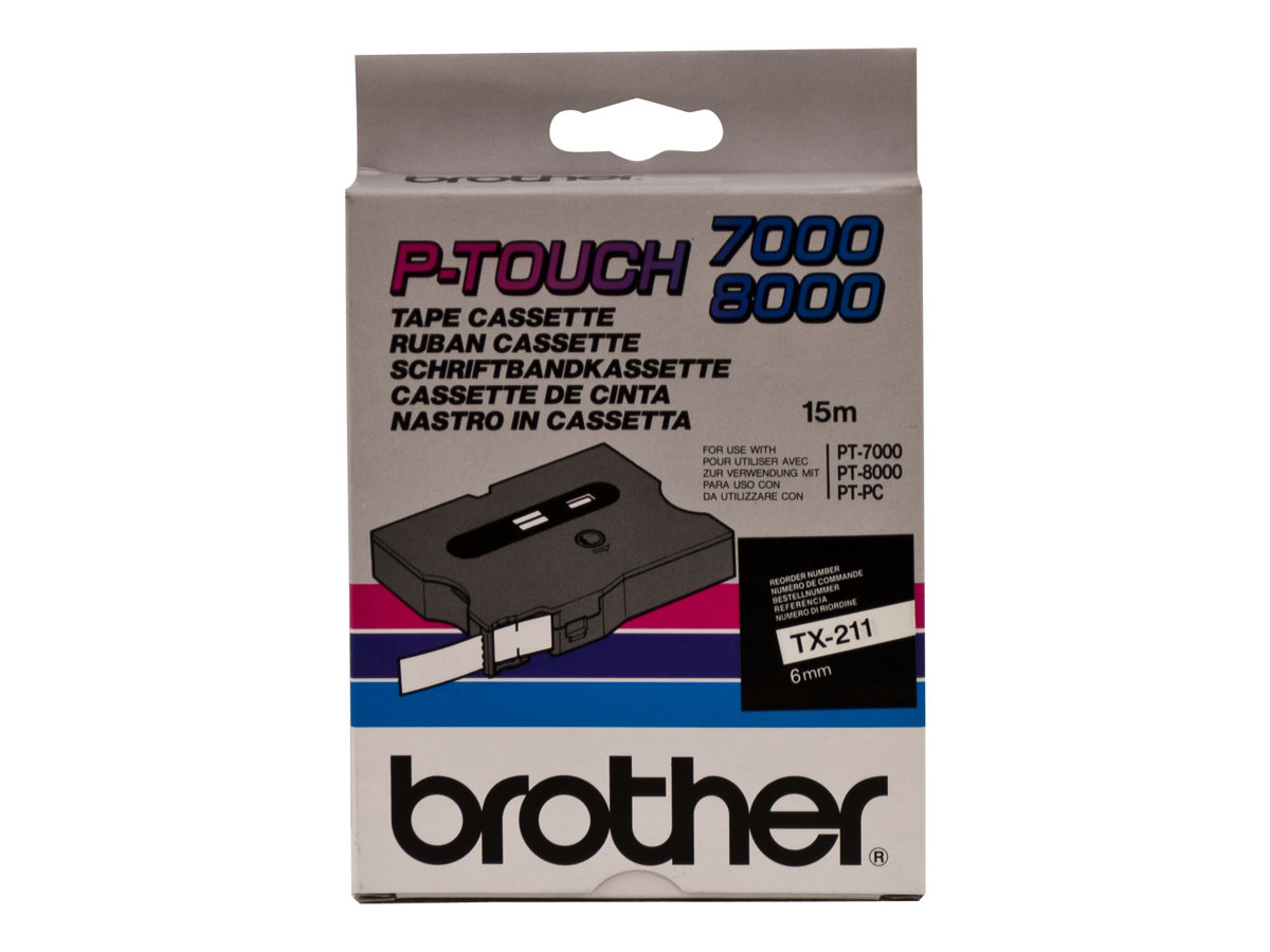 Brother TX211 - Schwarz auf Weiß - Rolle (0,6 cm x 15 m)