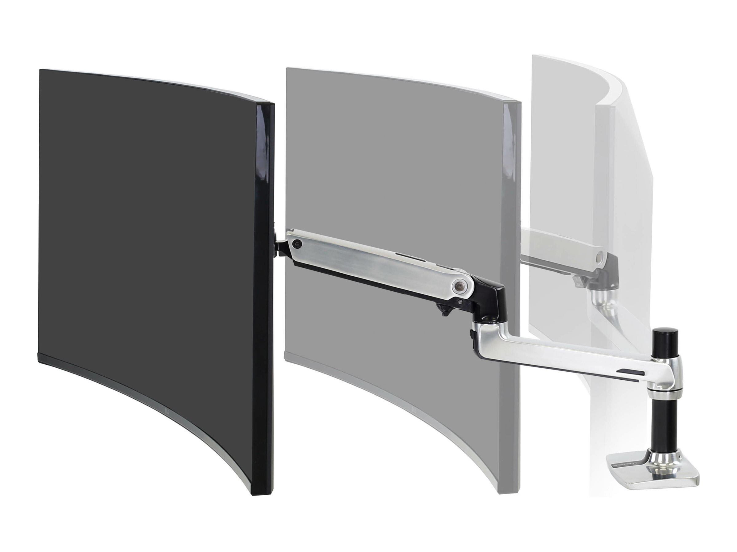 Ergotron LX - Befestigungskit (Gelenkarm, Spannbefestigung für Tisch, Erweiterungsadapter, Befestigung für Kabeldurchgang, 7"-Säule) - für LCD-Display - Polished Aluminum - Bildschirmgröße: bis zu 86,4 cm (bis zu 34 Zoll)