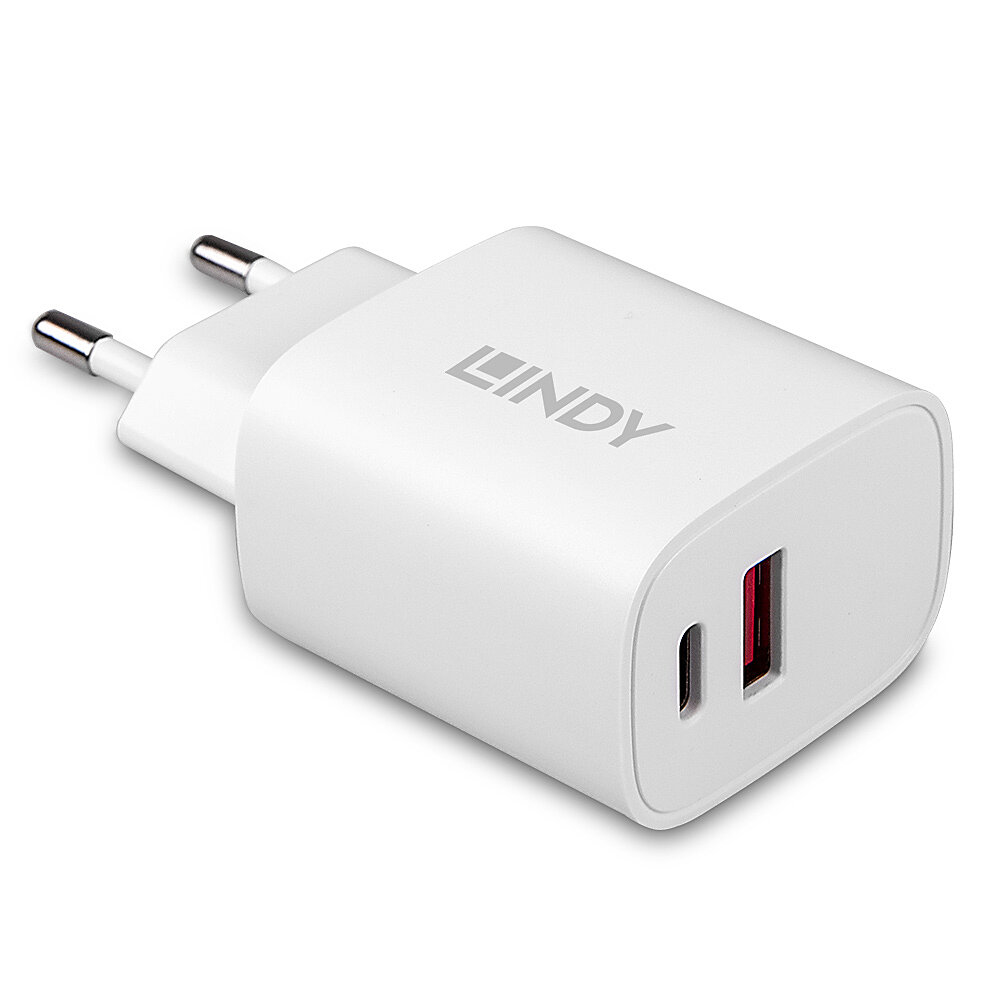 Lindy Netzteil - 20 Watt - 3 A - PD 3.0 - 2 Ausgabeanschlussstellen (USB, 24 pin USB-C)