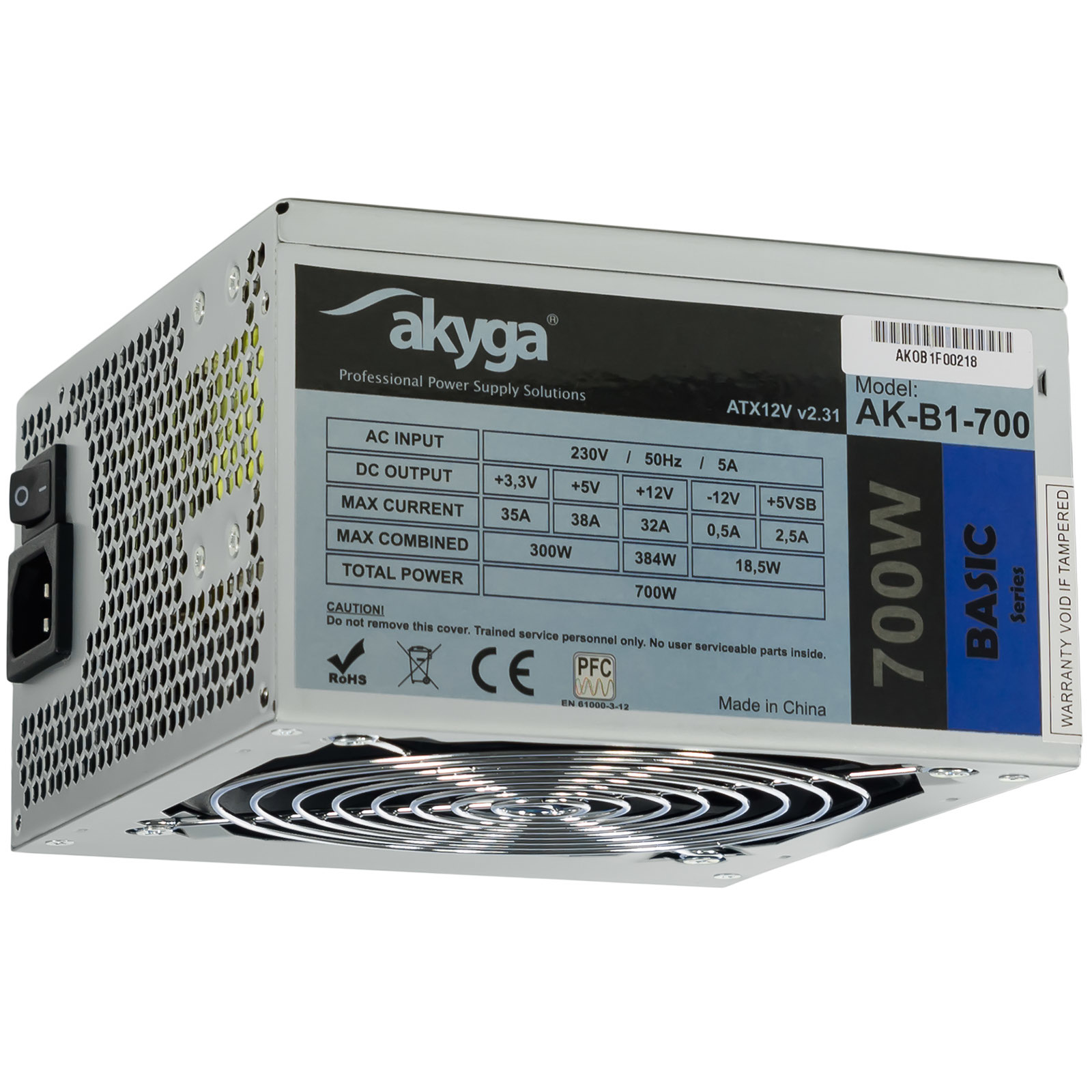 Akyga ga Basic ATX Power Supply 700W AK-B1-700 Fan12cm P8 5xSATA PCI-E - Gehäuse - ATX