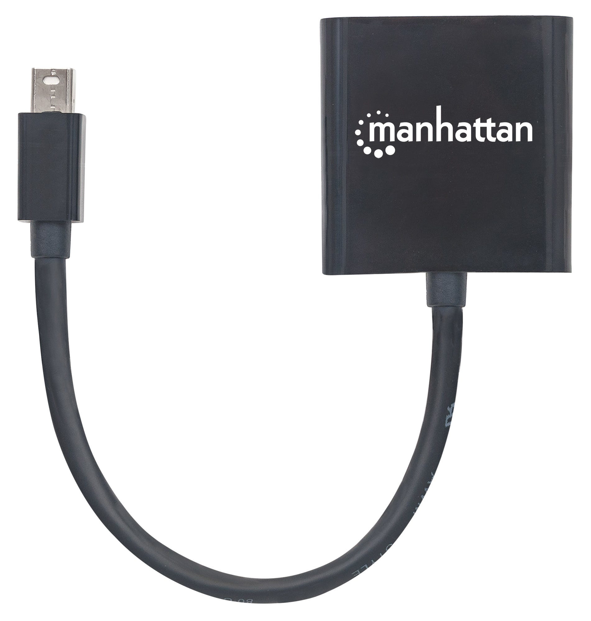 Manhattan Mini DisplayPort 1.2a to DVI-I Dual-Link Adapter Cable, 4K@30Hz, Active, 19.5cm, Male to Female, Compatible with DVD-D, Black, Three Year Warranty, Polybag - Videoadapter - Single Link - Mini DisplayPort (M)