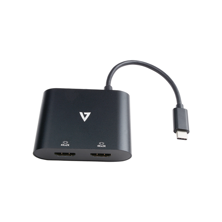 V7 Black USB C AdapterUSB C to 2X HDMI - Adapter - Digital/Daten