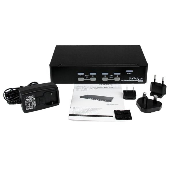 StarTech.com 4-Port USB KVM Swith with OSD - TAA Compliant - 1U Rack Mountable VGA KVM Switch (SV431DUSBU)