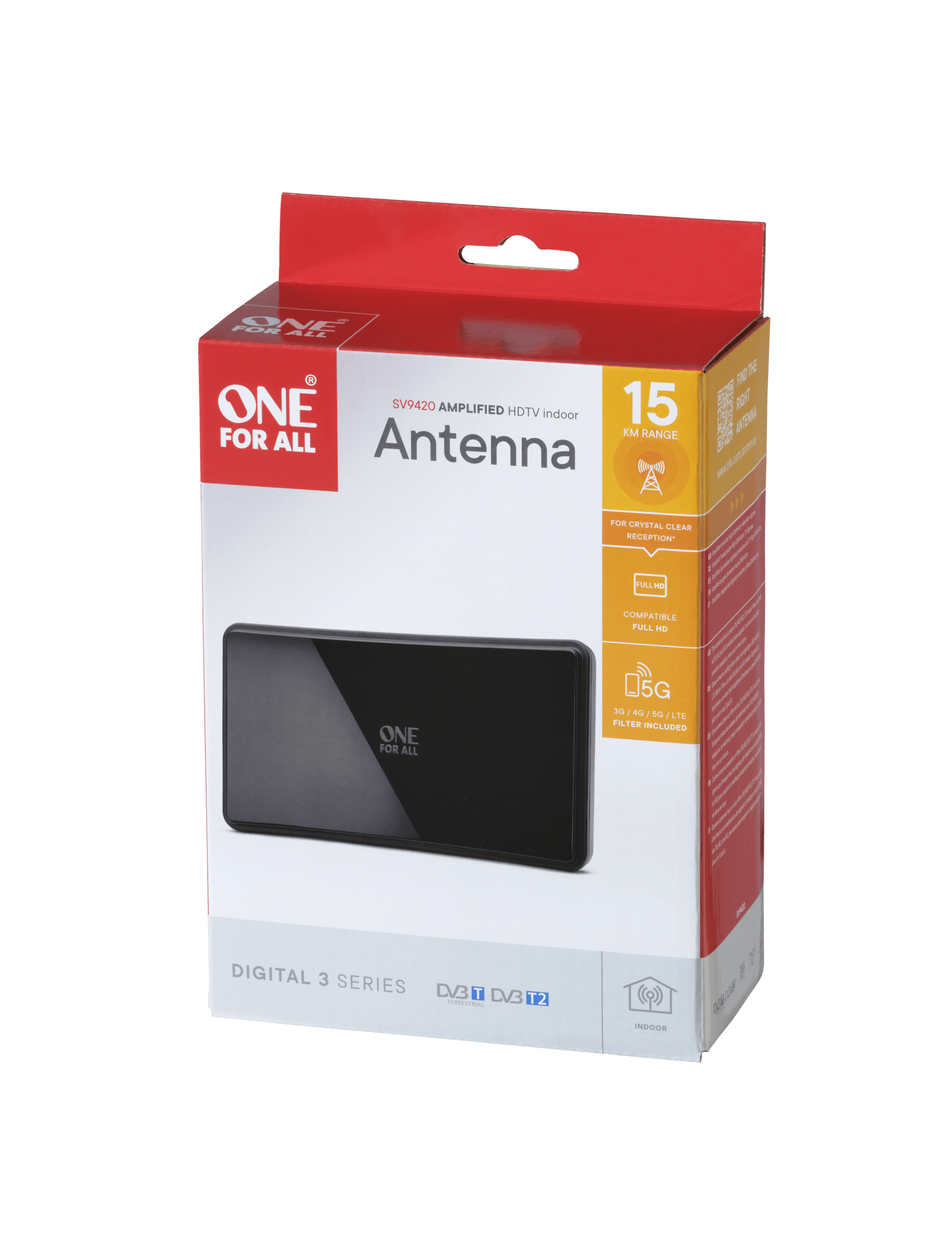 One for All DVB-T2 Curved Antenne 5G black