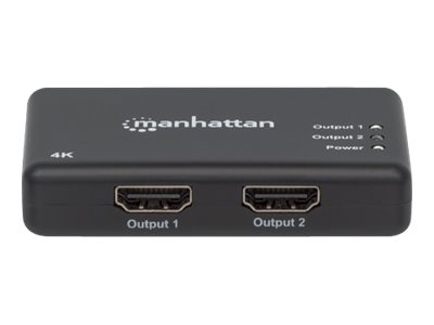 Manhattan HDMI Splitter 2-Port , 4K@30Hz, Displays output from x1 HDMI source to x2 HD displays (same output to both displays)