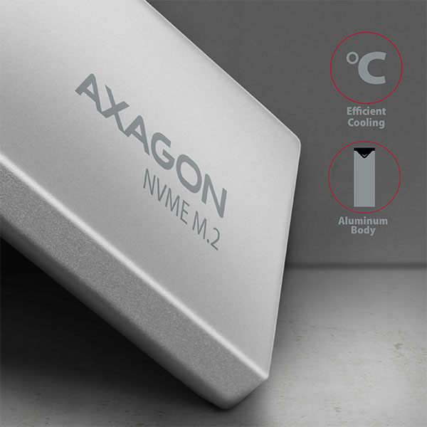 AXAGON EEM2-UG2 - SSD-Gehäuse - M.2 - M.2,PCI Express - 10 Gbit/s - USB Konnektivität - Schwarz - Grau