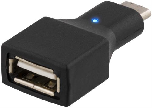 Deltaco Adapter USB 2.0 Typ C hane -> A hona svart