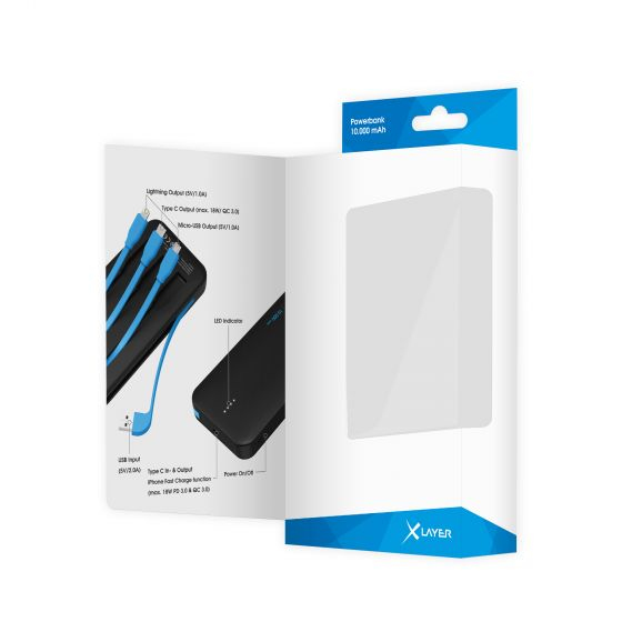 Xlayer Plus All-in-One - Schwarz - Handy/Smartphone - Tablet - Rechteck - Lithium Polymer (LiPo) - 10000 mAh - USB