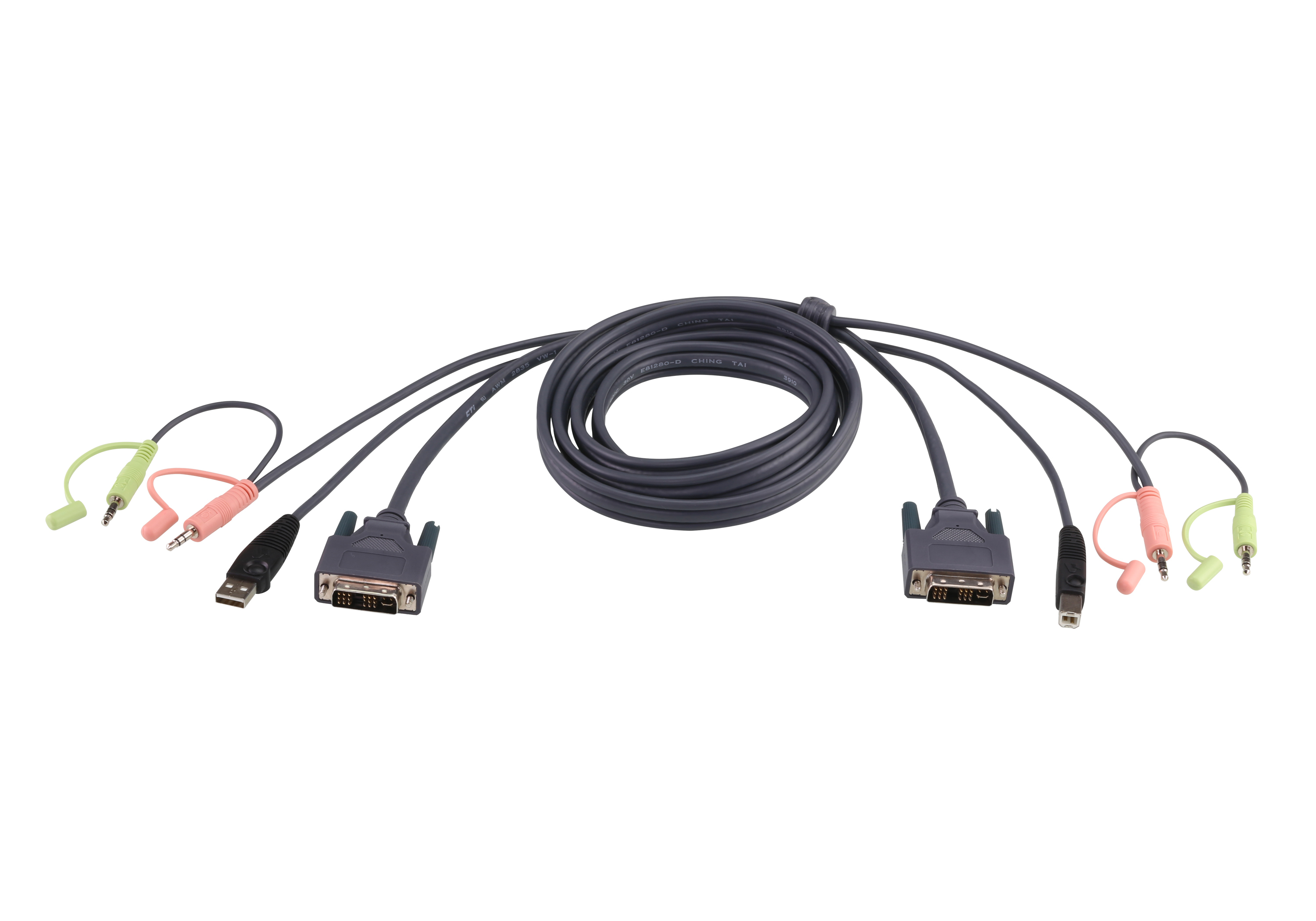 ATEN 2L-7D02UI - Video- / USB- / Audio-Kabel - USB, mini-phone stereo 3.5 mm, DVI-I (M)
