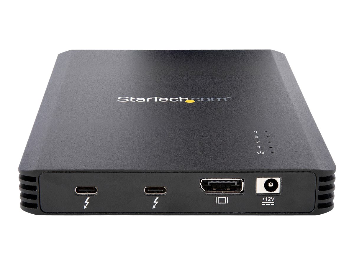 StarTech.com 4 Bay Thunderbolt 3 NVMe Enclosure, For M.2 NVMe Solid State Drives, 1x DisplayPort Video & 2x TB3 Downstream Ports, Up to 40Gbps, 72W Power Supply - 4 Bay M.2 SSD External Hard Drive Enclosure (M2E4BTB3)
