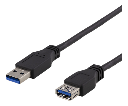 Deltaco USB 3.1 Gen1 Foerlaengning Svart 1m
