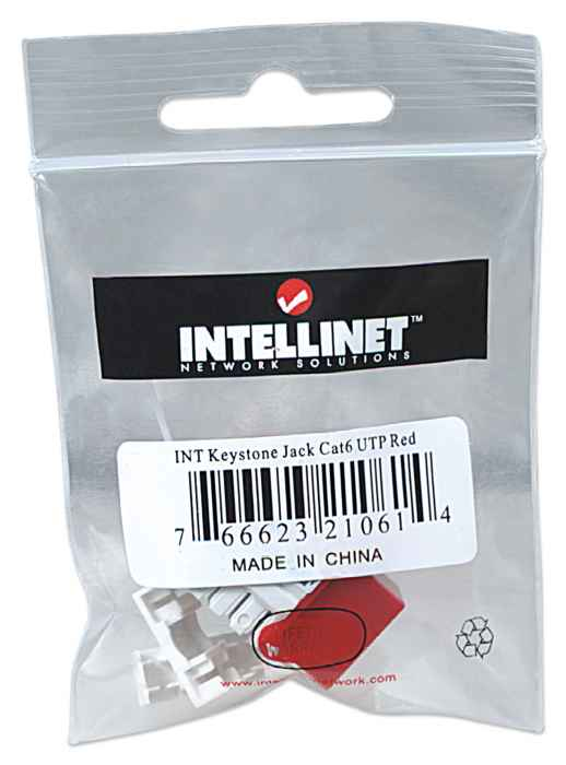 Intellinet Cat6 Modularbuchse, UTP, Keystone Jack, rot, benötigt LSA-Auflegewerkzeug