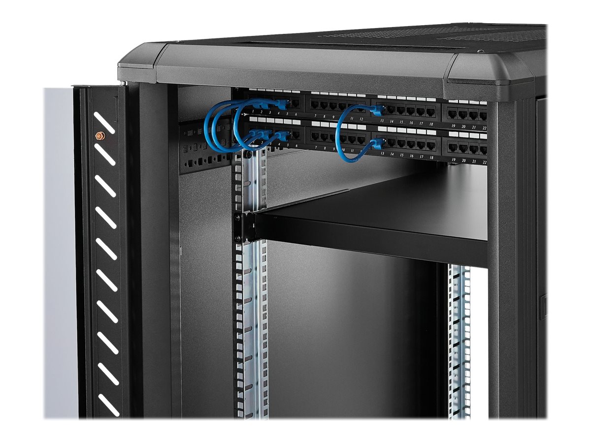 StarTech.com 1 HE verstellbarer Schwerlast Fachboden für Server Rack/ Schrank bis 80 Kg - Fachboden für Serverschrank 1HE - Rack - Regal - Schwarz - 1U - 48.3 cm (19")