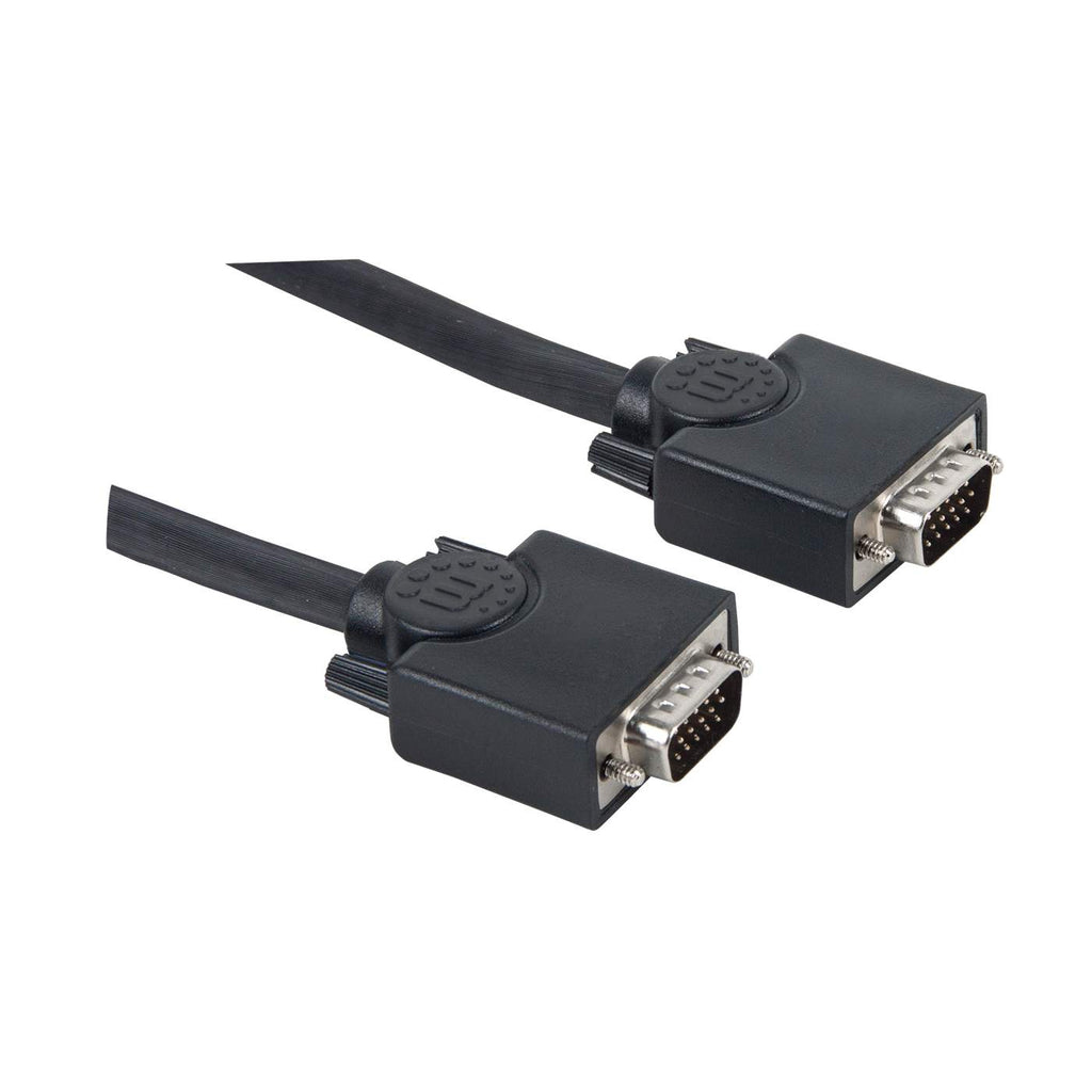 Manhattan VGA Monitor Cable, 15m, Black, Male to Male, HD15, Cable of higher SVGA Specification (fully compatible)