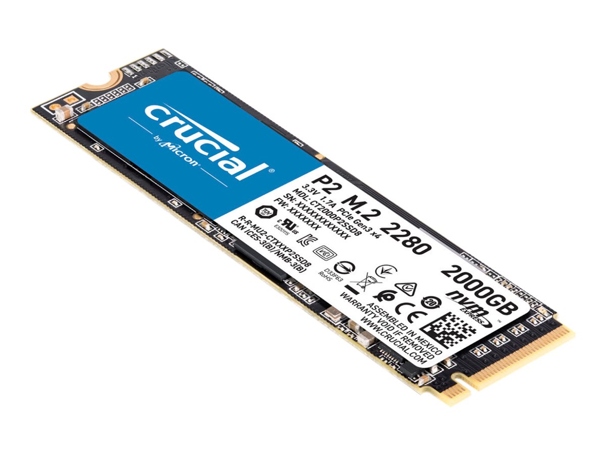 Crucial P2 - SSD - 2 TB - intern - M.2 2280 - PCIe 3.0 x4 (NVMe)