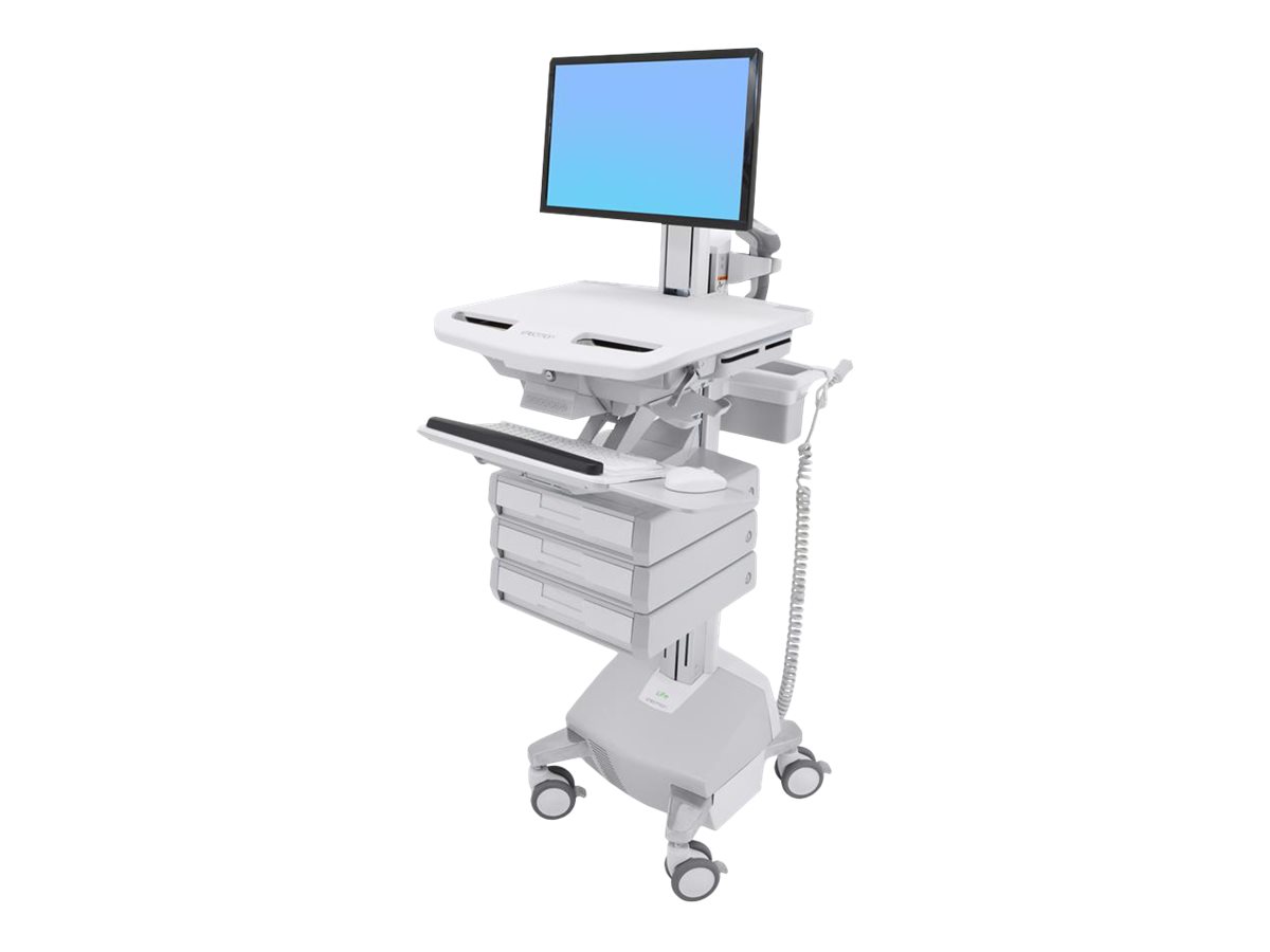 Ergotron Cart with LCD Pivot, LiFe Powered, 3 Drawers - Wagen - für LCD-Display / PC-Ausrüstung - verriegelbar - medizinisch - Aluminium, verzinker Stahl, hochwertiger Kunststoff - Bildschirmgröße: bis zu 61 cm (bis zu 24 Zoll)