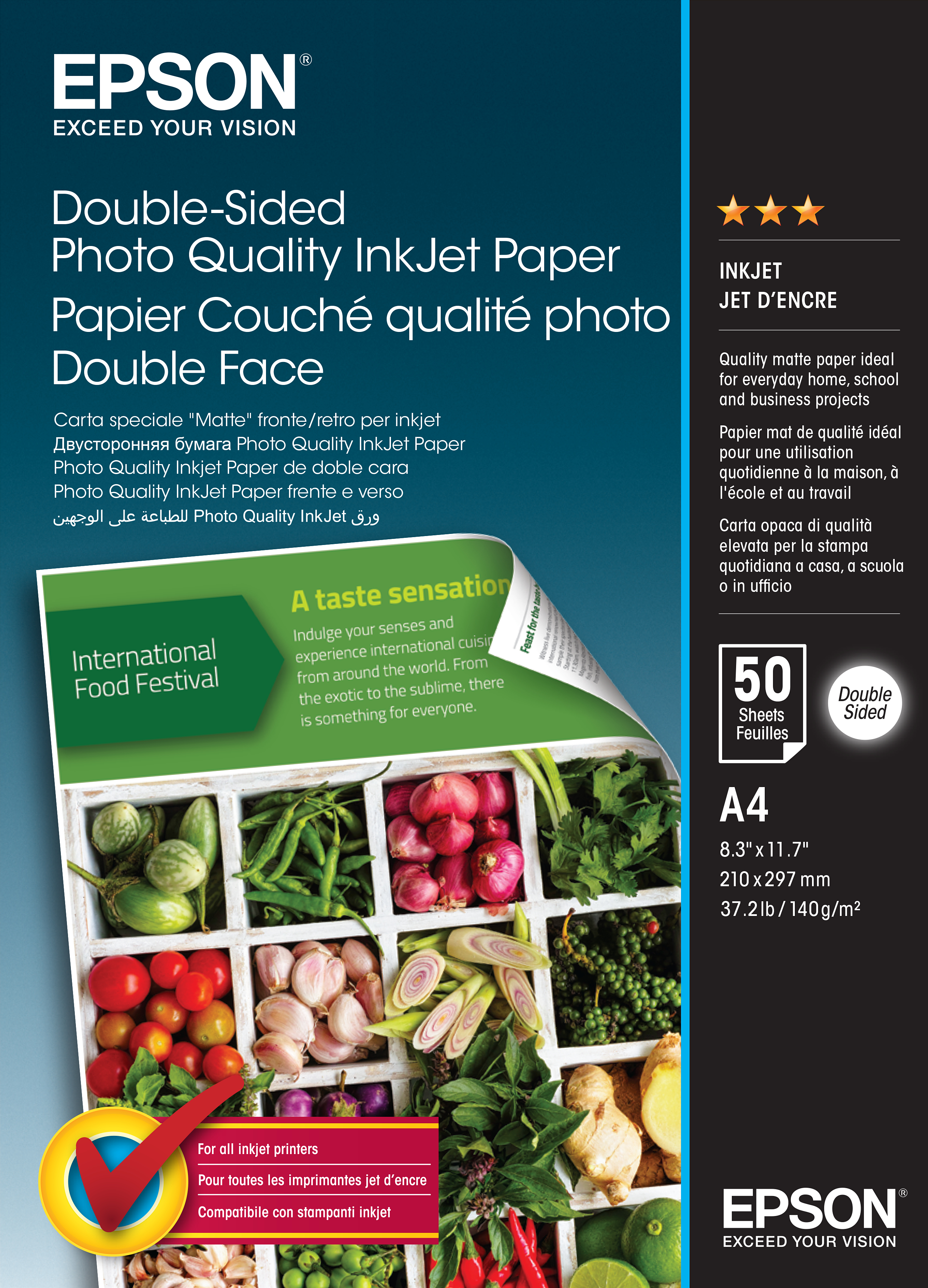 Epson Double-Sided Photo Quality Inkjet Paper - Matt - A4 (210 x 297 mm)