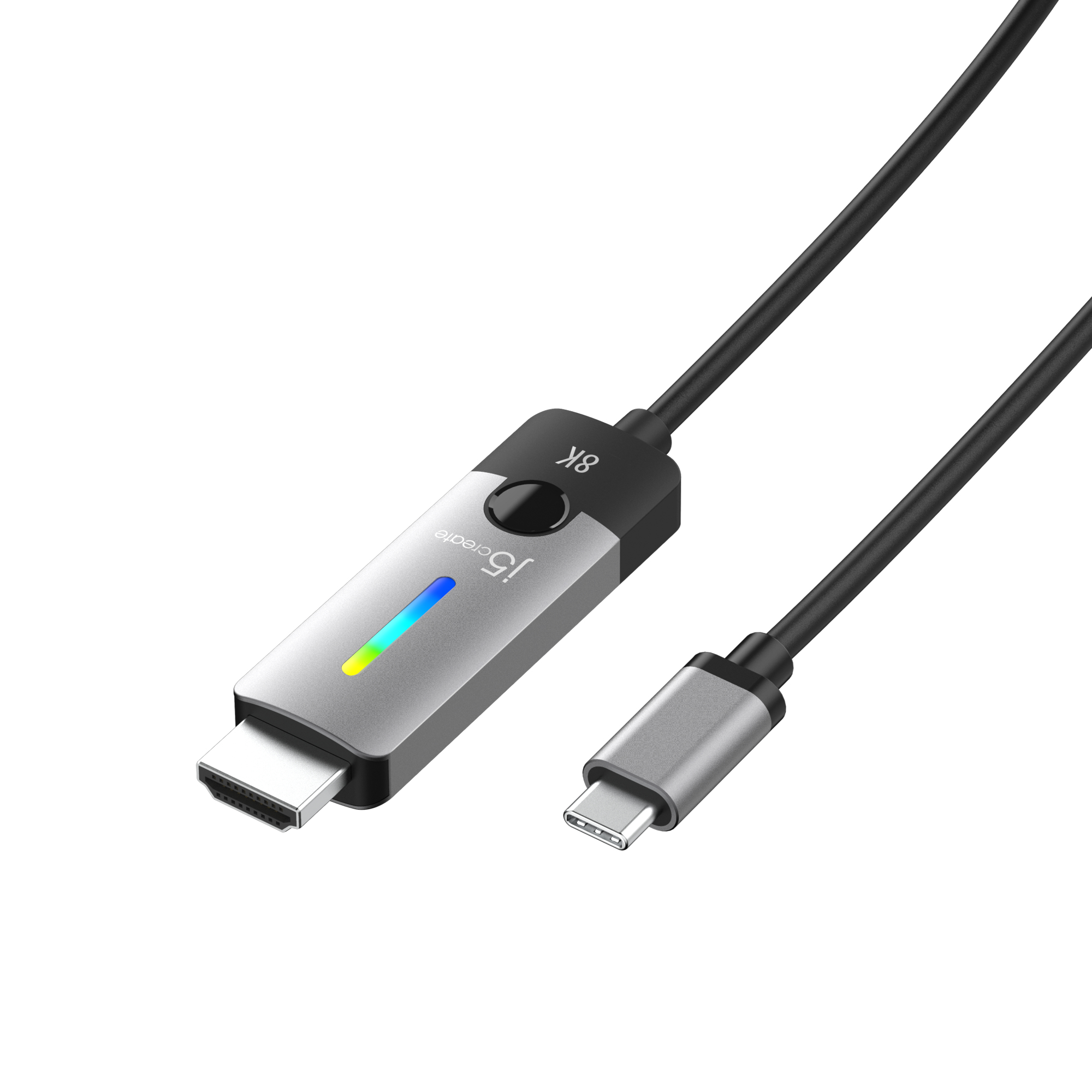 j5create JCC157 - Adapterkabel - 24 pin USB-C männlich zu HDMI männlich - 1.8 m - abgeschirmt - Weltraum grau/schwarz - unterstützt 4K 144 Hz (3840 x 2160)