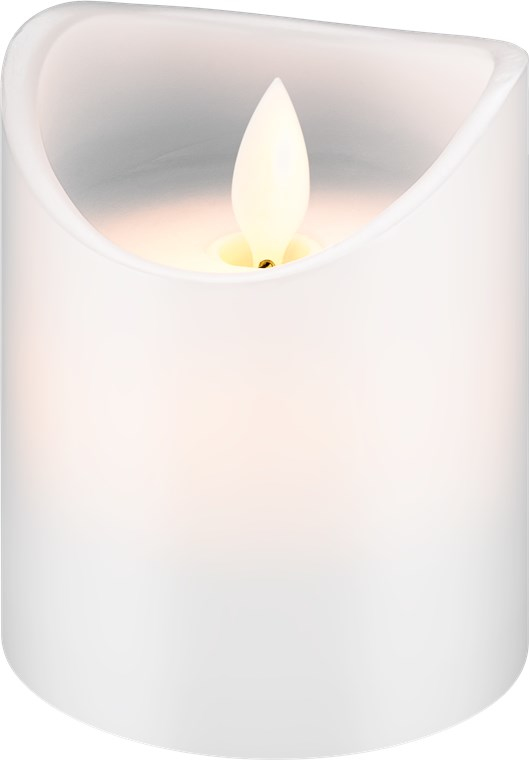 Goobay LED Echtwachs-Kerze weiss warm-weiss 2700K 7.5x10 cm