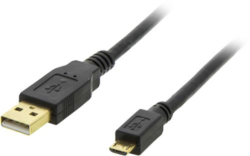 Deltaco USB 2.0 kabel Typ A ha - Micro B ha 5-pin 1m svart