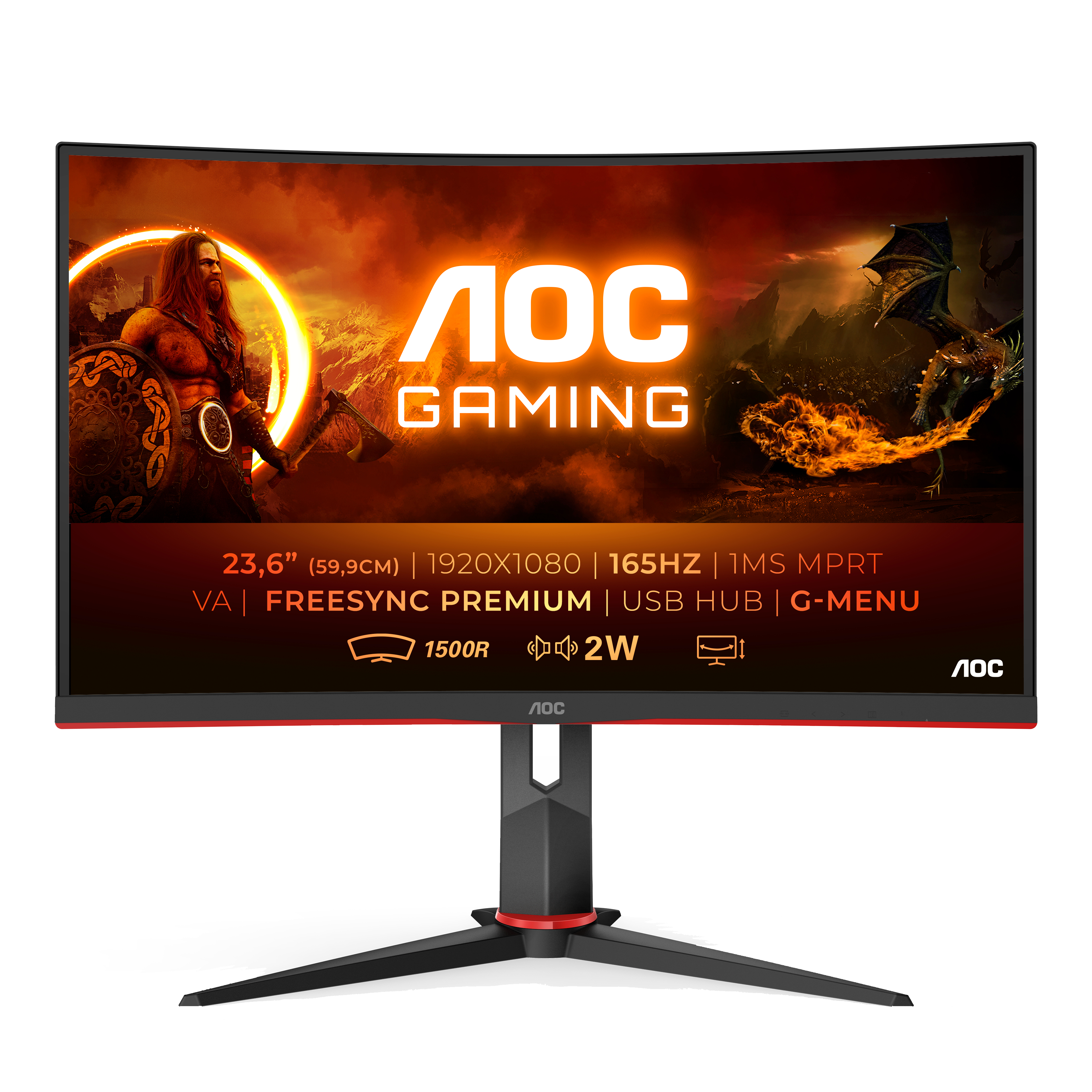 AOC Gaming C24G2U/BK - LED-Monitor - Gaming - 60 cm (24")