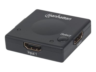 Manhattan HDMI Switch 2-Port, 1080p, Connects x2 HDMI sources to x1 display, Automatic and Manual Switching (via button)