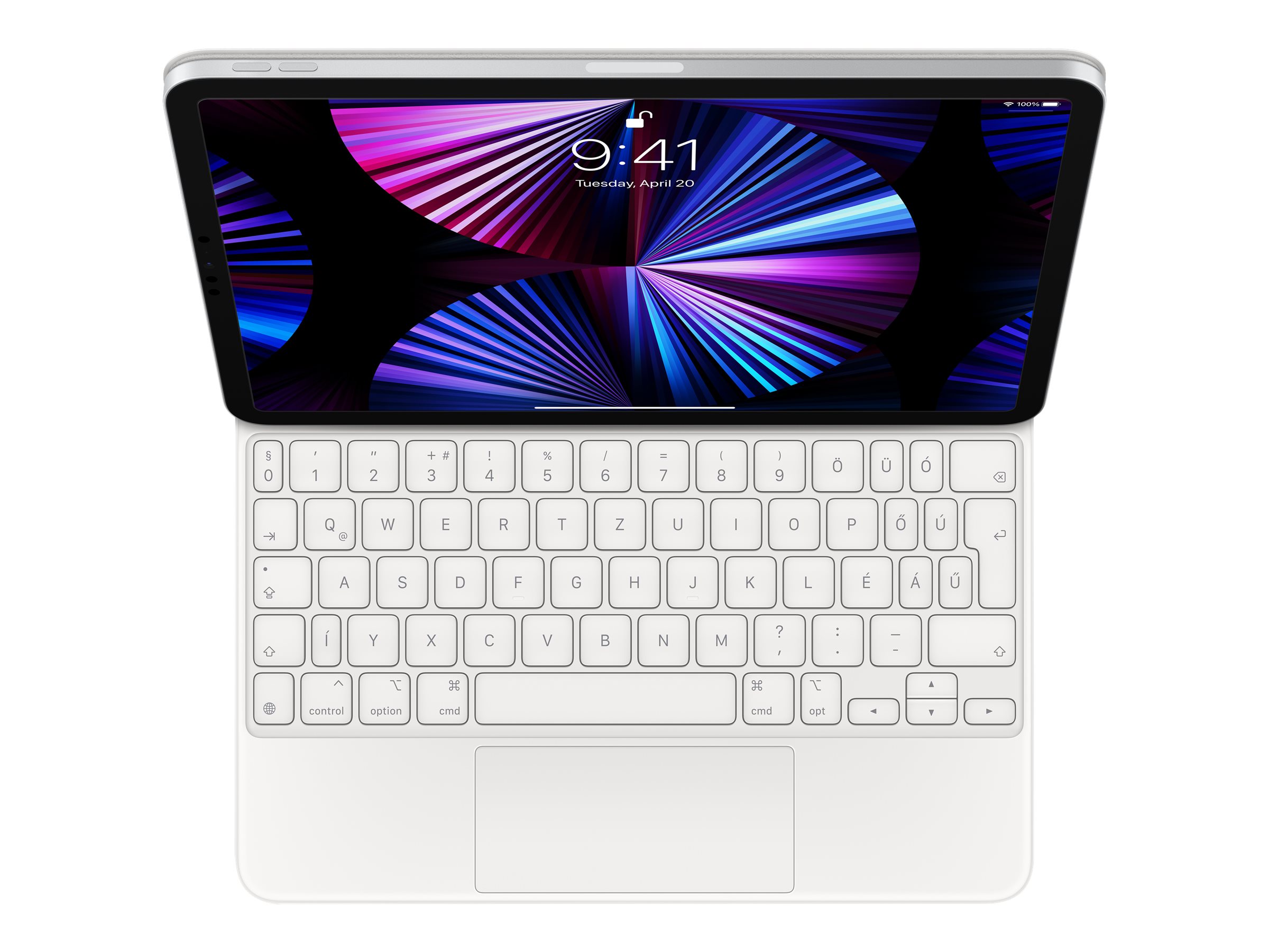 Apple Magic Keyboard - Tastatur und Foliohülle - mit Trackpad - hinterleuchtet - Apple Smart connector - Spanisch - weiß - für 11-inch iPad Pro (1st generation, 2nd generation, 3rd generation)