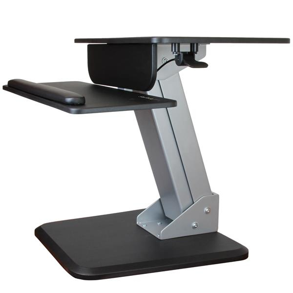 StarTech.com Height Adjustable Standing Desk Converter - Sit Stand Desk with One-finger Adjustment - Ergonomic Desk - Befestigungskit (Klammerauflageplatte, Tastatur-Tablett, pneumatischer Arm, Basis, Tastatureinschubrückwand, Workstation, Montagesäule, K
