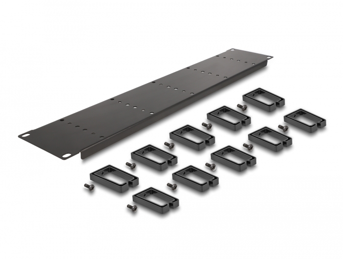 Delock Verlegetafel für Rack-Kabelmanagement - mit 10 Kunststoffhaken - Schwarz - 2U - 48.3 cm (19")