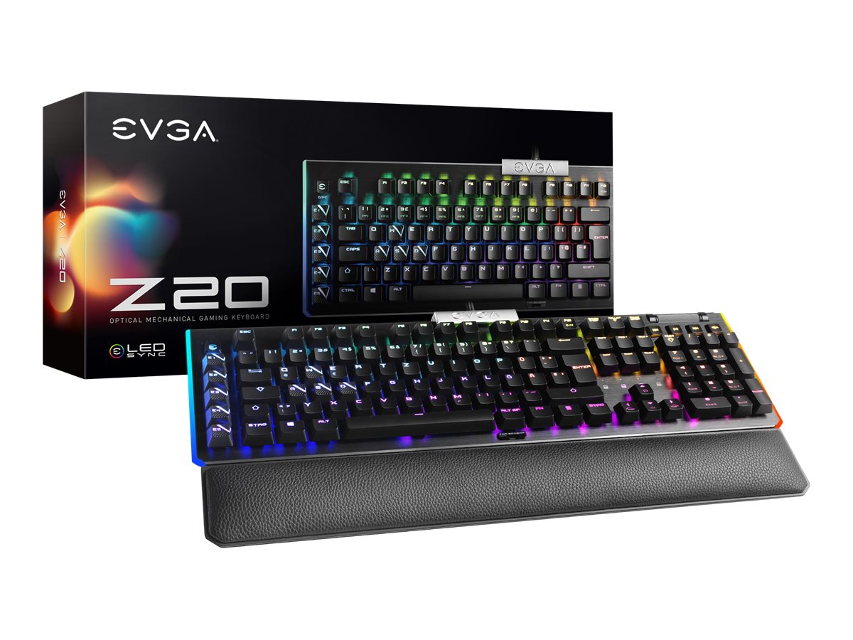 EVGA Z20 - Tastatur - mit ToF Näherungssensor - Hintergrundbeleuchtung - USB - Deutsch - Tastenschalter: LK Light Strike (Linear)