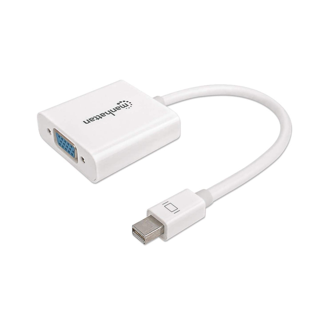 Manhattan Mini DisplayPort 1.2 to VGA Adapter Cable, 1080p@60Hz, Active, White, 19.5cm, Male to Female, Equivalent to Startech MDP2VGAW, Three Year Warranty, Polybag - Videoadapter - Mini DisplayPort (M)