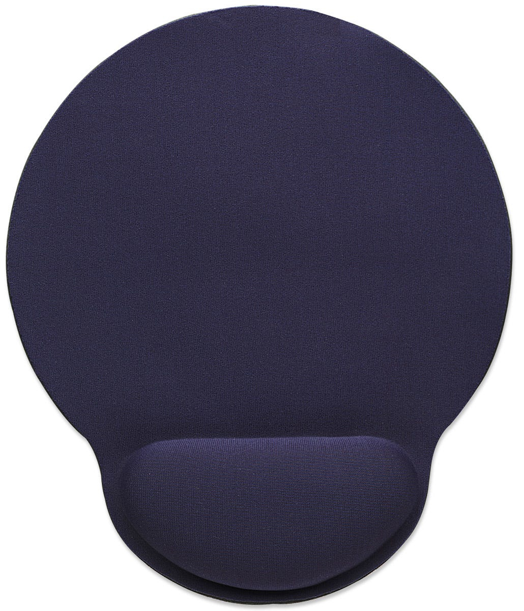 Manhattan Wrist Gel Support Pad and Mouse Mat, Blue, 241 x 203 x 40 mm, non slip base, Lifetime Warranty, Card Retail Packaging