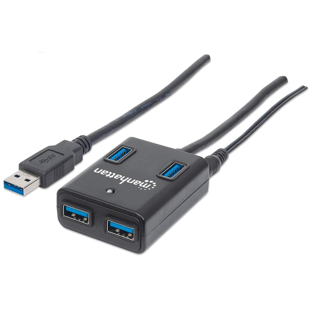 Manhattan USB-A 4-Port Hub, 4x USB-A Ports, 5 Gbps (USB 3.2 Gen1 aka USB 3.0)