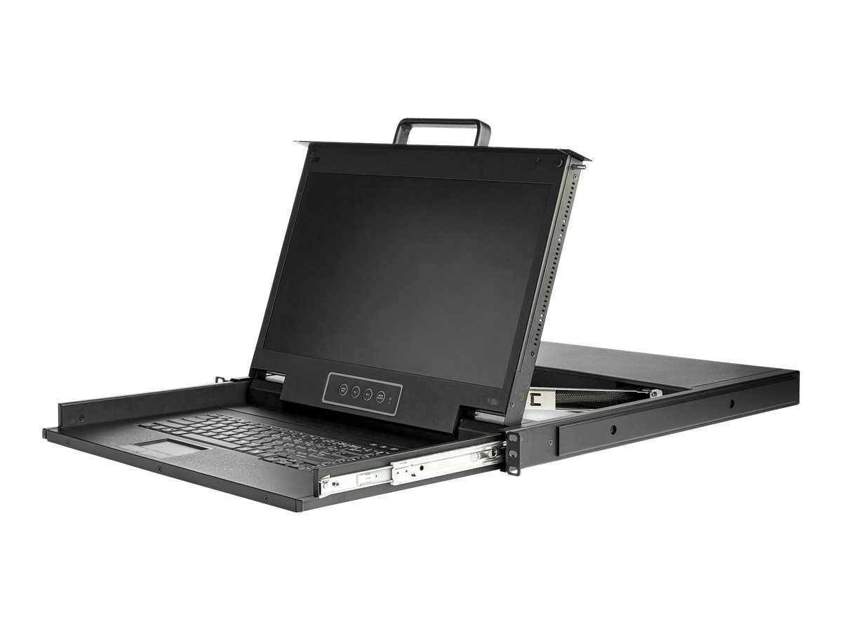StarTech.com Rack KVM Konsole HD 1080p - US Tastatur(QWERTY), Ein Port VGA KVM mit 17" LCD Monitor - 1HE LCD KVM Konsolenschublade mit Kabeln - USB Unterstützung - 50.000 MTBF (RKCONS17HD)