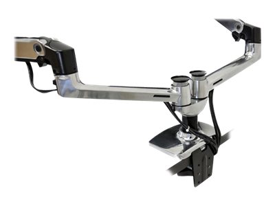 Ergotron LX Dual Side-by-Side Arm - Befestigungskit (Spannbefestigung für Tisch, Tischplattenbohrung, Stange, 2 Gelenkarme, 2 Erweiterungsklammern, T-Halterung, Basis)