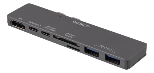 Deltaco Dual USB-C dock for MacBook Pro 2016 Thunderbolt 3 100W USB
