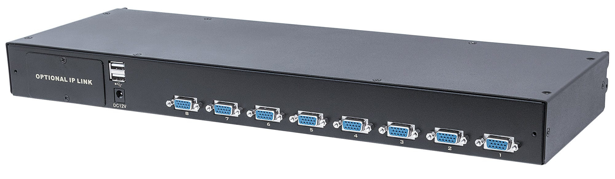 Intellinet Modularer 8-Port KVM-Switch mit VGA-Schnittstelle, Zur Verwendung mit Intellinet Rackmount LCD-Konsolen 508032 oder 507981