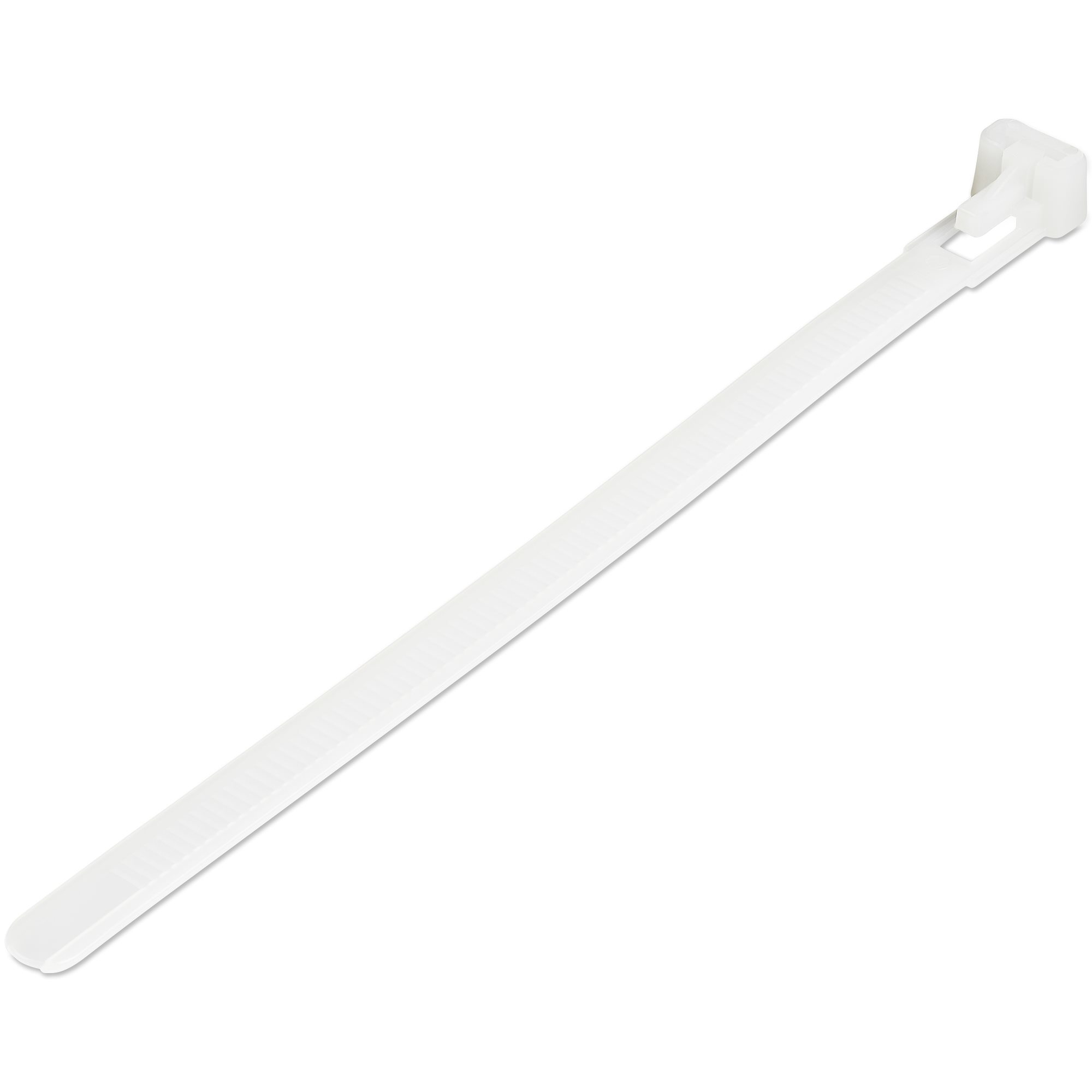StarTech.com 15cm(6") Reusable Cable Ties, 7mm(1/4") wide, 35mm(1-3/8") Bundle Dia. 22kg(50lb) Tensile Strength, Releasable Nylon Ties, Indoor/Outdoor, 94V-2/UL Listed, 100 Pack, White - Nylon 66 Plastic - TAA (CBMZTRB6)