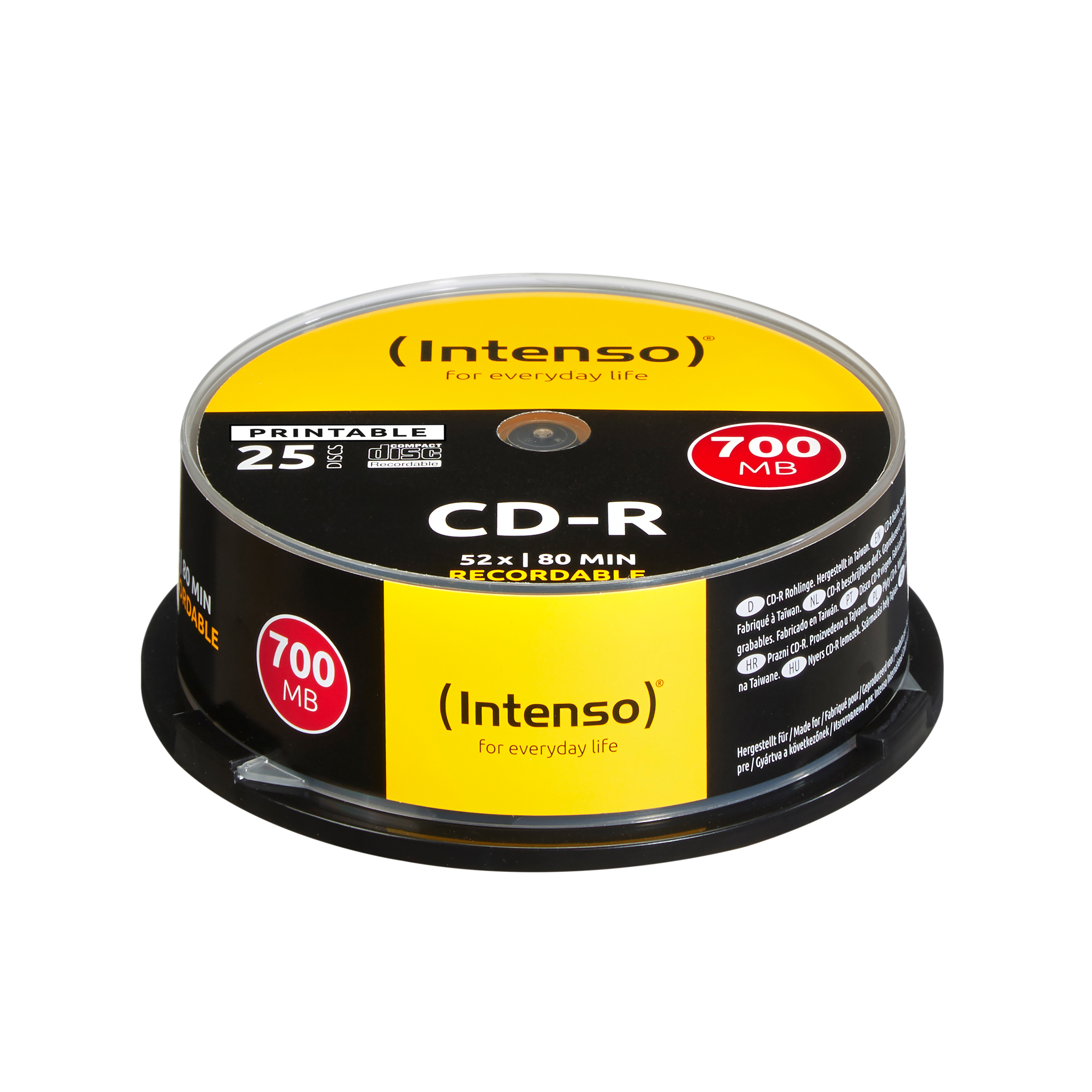 Intenso 25 x CD-R - 700 MB (80 Min) 52x - mit Tintenstrahldrucker bedruckbare Oberfläche