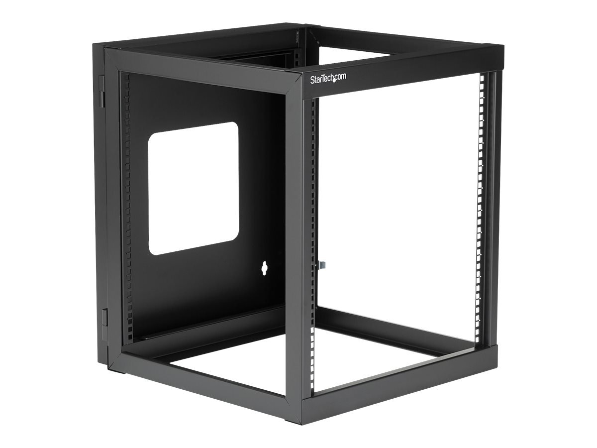 StarTech.com 12U Hinged Open Frame Wall Mount Server Rack - 4 Post 22 in. Depth Network Equipment Rack Cabinet - 140 lbs capacity (RK1219WALLOH)