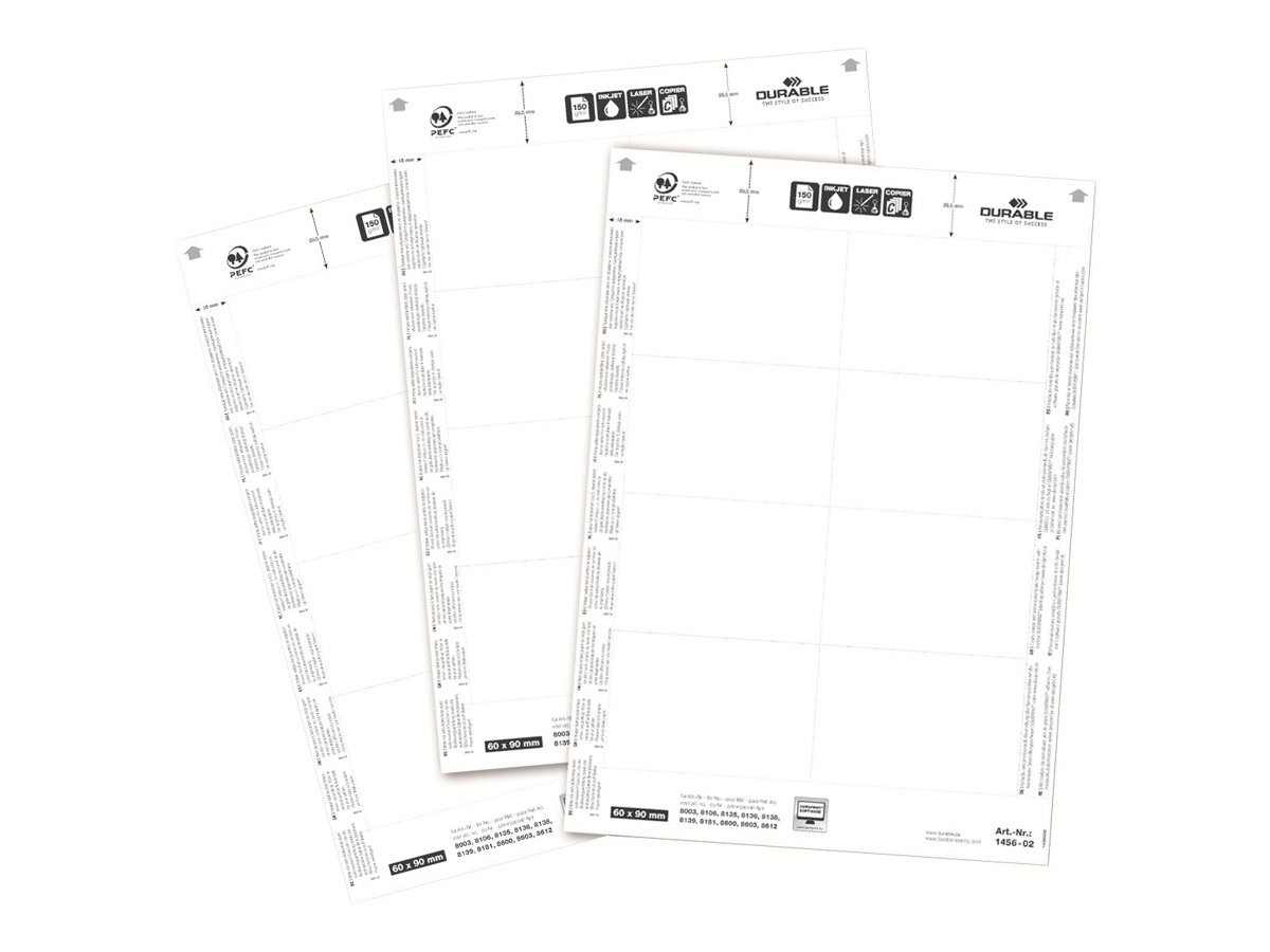 Durable Weiß - 60 x 90 mm - 150 g/m² - 160 Karte(n) (20 Bogen x 8)